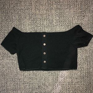 Shein Black Button Crop Top